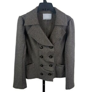 Classiques Entier Womens 100% Wool‎ Brown Short Peacoat Jacket Blazer Size Small